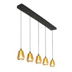 Highlight hanglamp Tromba – 5 lichts – 108 x 155 cm – amber zwart