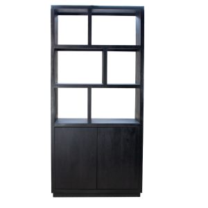 Giga Meubel Vakkenkast Luxurious – Zwart Mangohout – 100x45x210cm