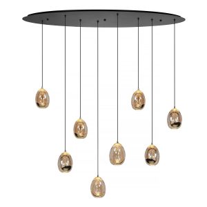 Highlight hanglamp Golden – 8 lichts – 100 x 155 cm – amber zwart Highlight hanglamp Golden – 8 lichts – 100 x 155 cm – amber zwart