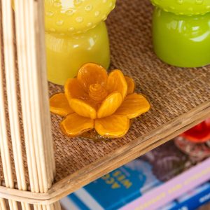 J-Line decoratie Bloemen – glas – rood/geel/oranje – 3 stuks