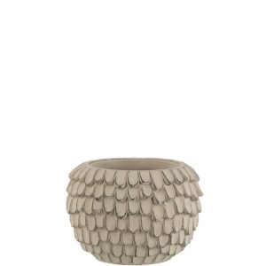 J-Line bloempot Blad – cement – licht grijs – extra small – 2 stuks –