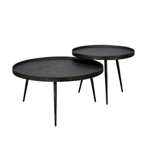 Giga Meubel Salontafel Metallic – Grijs Metaal – Set van 2 – 76x76x40c