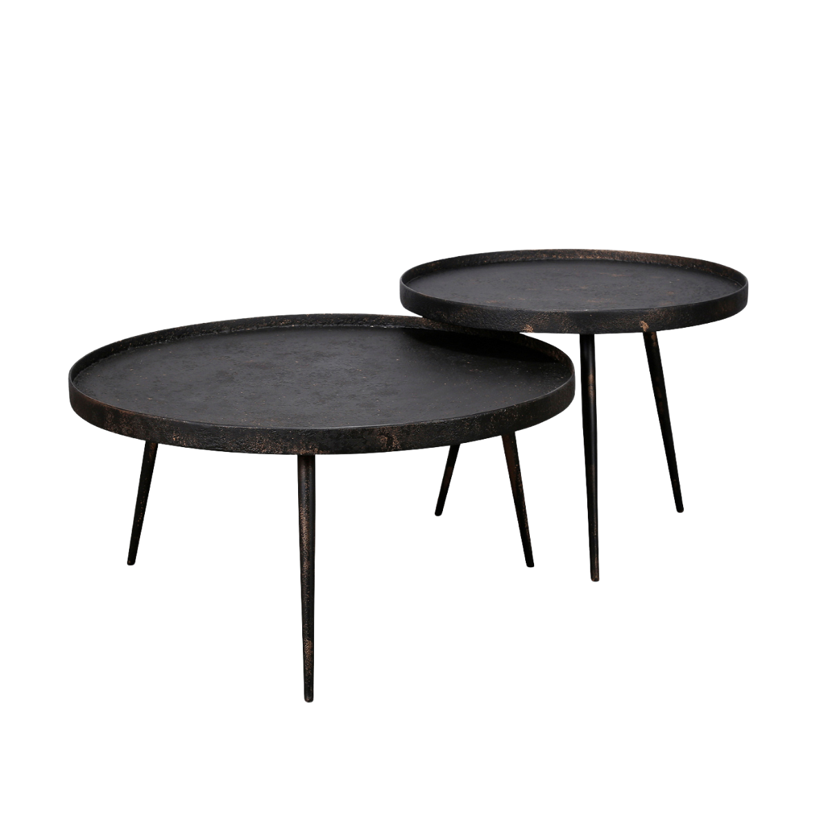 Giga Meubel Salontafel Metallic - Grijs Metaal - Set van 2 - 76x76x40c