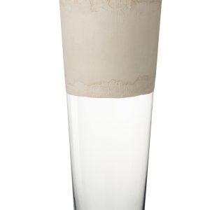 J-Line vaas Delph – glas – transparant/beige – extra large – 70 cm hoo