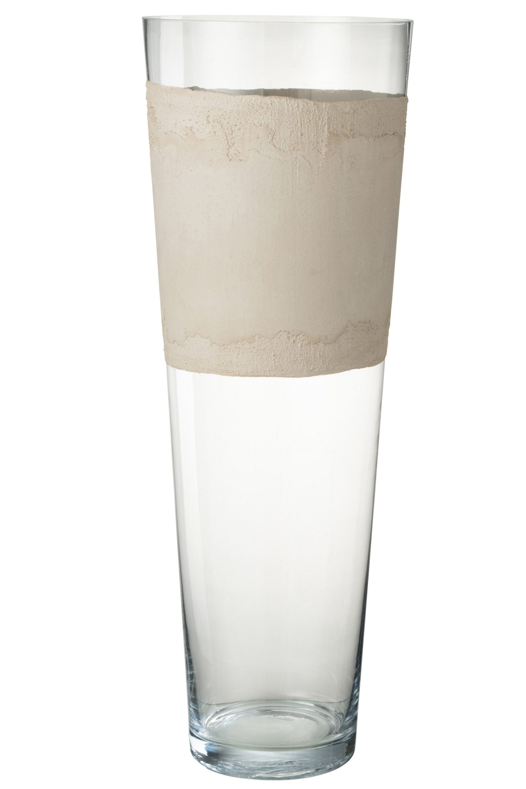 J-Line vaas Delph - glas - transparant/beige - extra large - 70 cm hoo