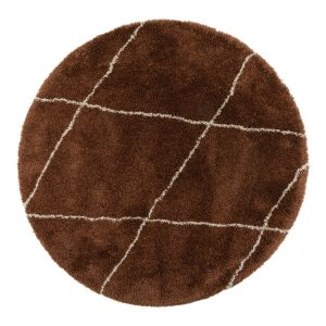 Interieur05 Berber vloerkleed rond hoogpolig Roest/Cream – scandinavis