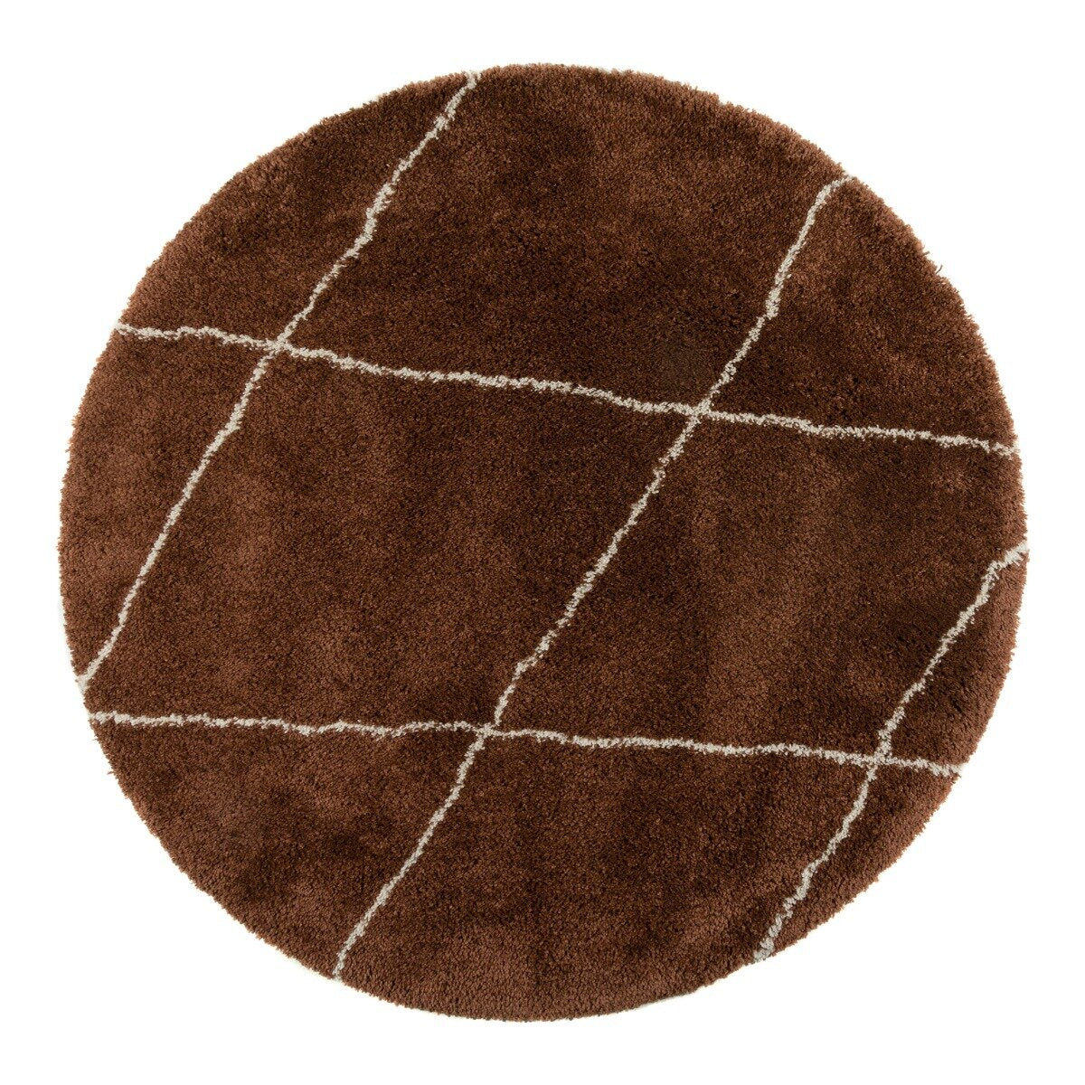 Interieur05 Berber vloerkleed rond hoogpolig Roest/Cream - scandinavis