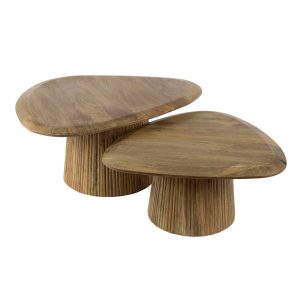 Giga Meubel Salontafel Wave – Naturel Hout – Set Van 2 – 93x72x43cm Giga Meubel Salontafel Wave – Naturel Hout – Set Van 2 – 93x72x43cm