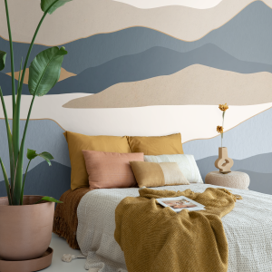 ESTAhome fotobehang woestijn landschap blauw en bruin – 250 x 279 cm – ESTAhome fotobehang woestijn landschap blauw en bruin – 250 x 279 cm –