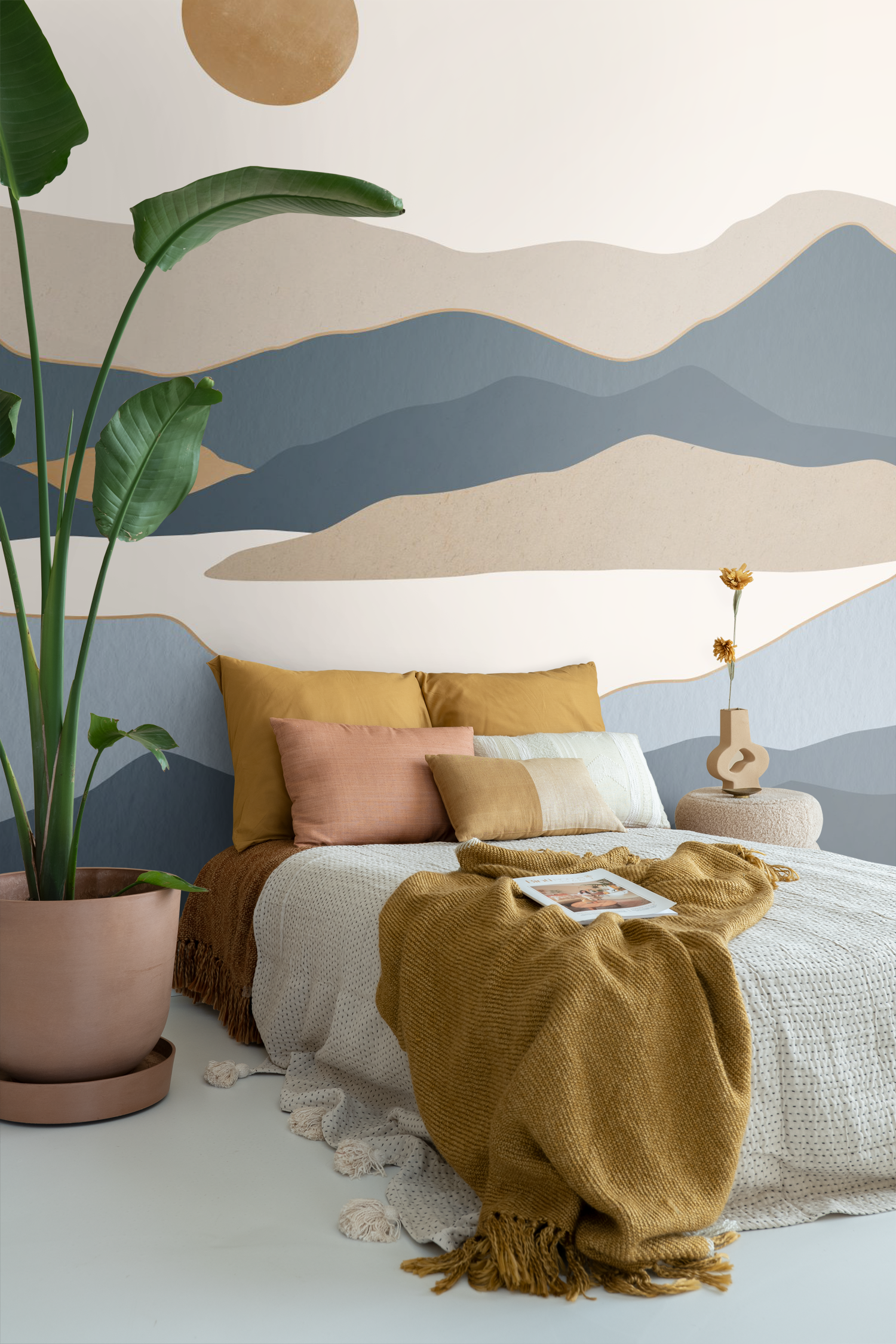 ESTAhome fotobehang woestijn landschap blauw en bruin - 250 x 279 cm -