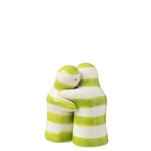 J-Line peper- en zoutmolen set Granada Stripes – keramiek – wit/groen