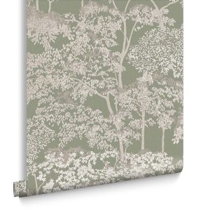 Graham & Brown Vliesbehang – Idyll Tree Sage – 10mx52cm