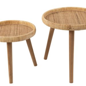 J-Line tafel Lurne – hout – naturel – set van 2