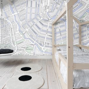 ESTAhome fotobehang kaart van Amsterdam grijs en blauw – 279 x 279 cm ESTAhome fotobehang kaart van Amsterdam grijs en blauw – 279 x 279 cm