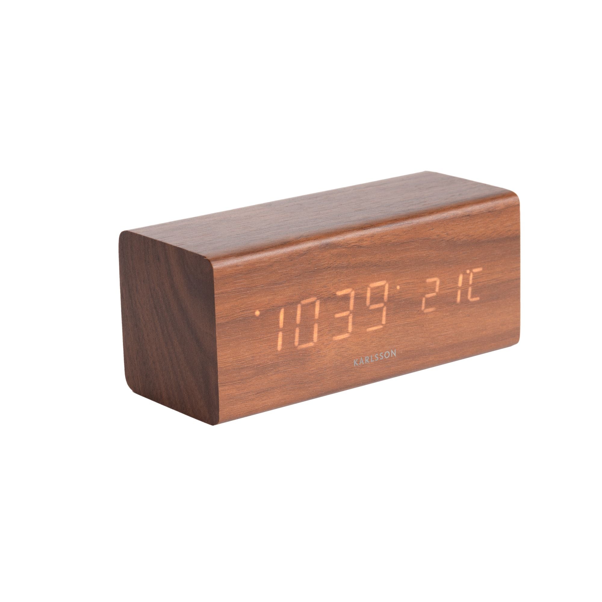 Karlsson wekker - bruin - 7.1x16x7cm - Vaderdag - Vaderdagcadeau - Vad