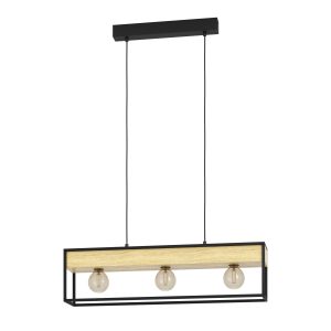 EGLO hanglamp Libertad 1 – e27 – 76 cm – zwart/bruin