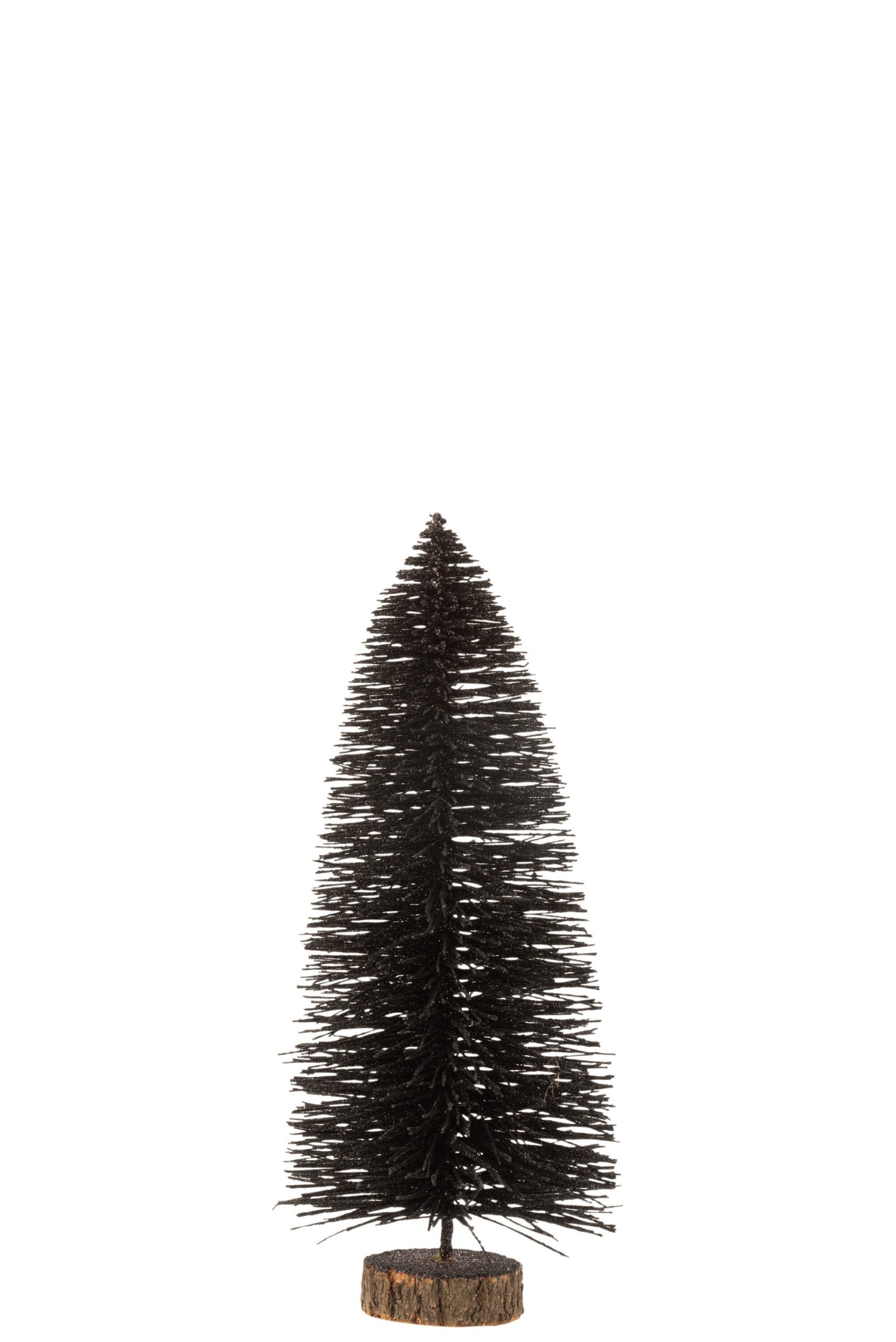J-Line decoratie Kerstboom - polyresin - glitter/zwart - medium