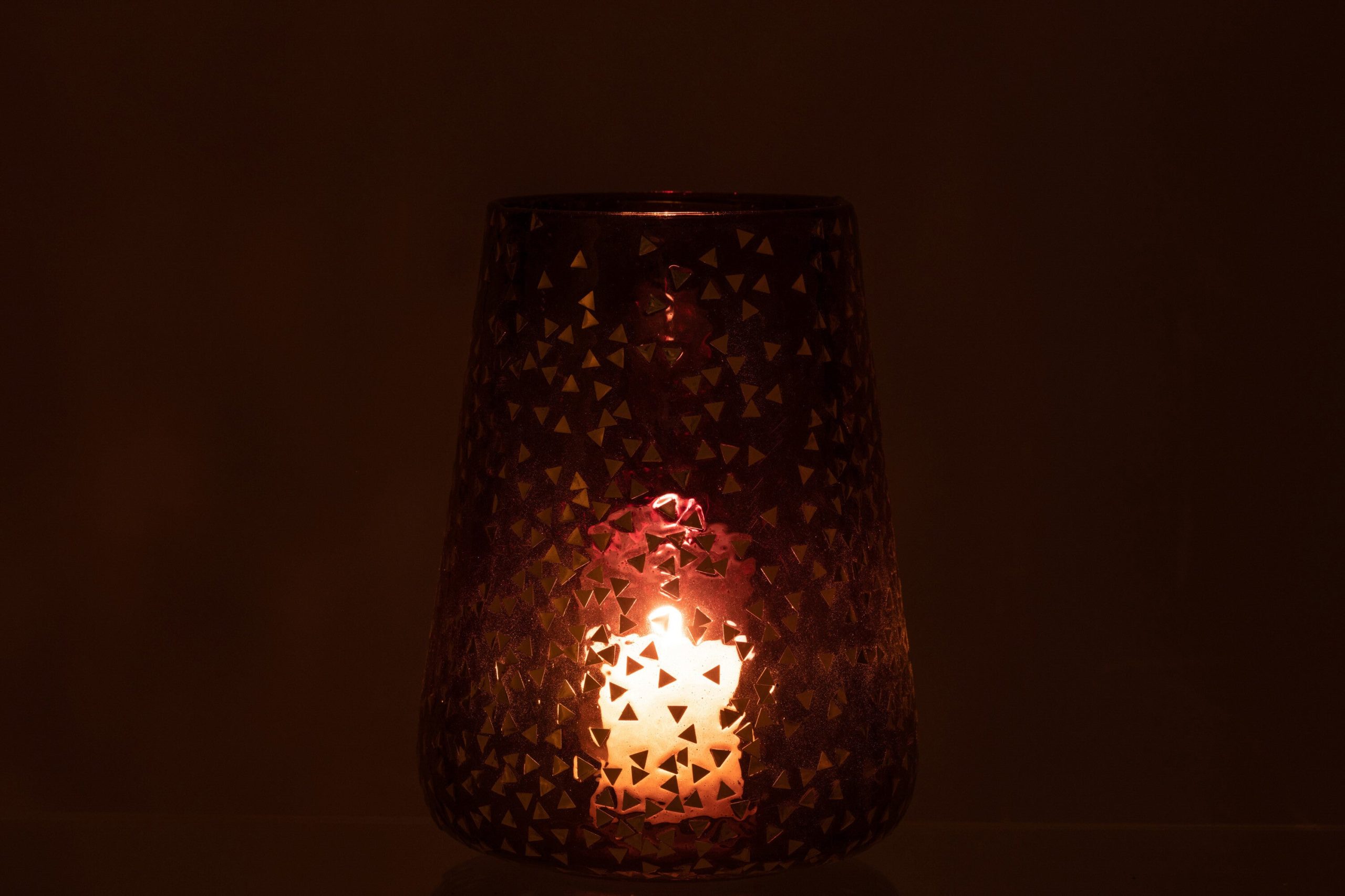 J-Line windlicht Driehoek - glas - zwart/goud - extra large