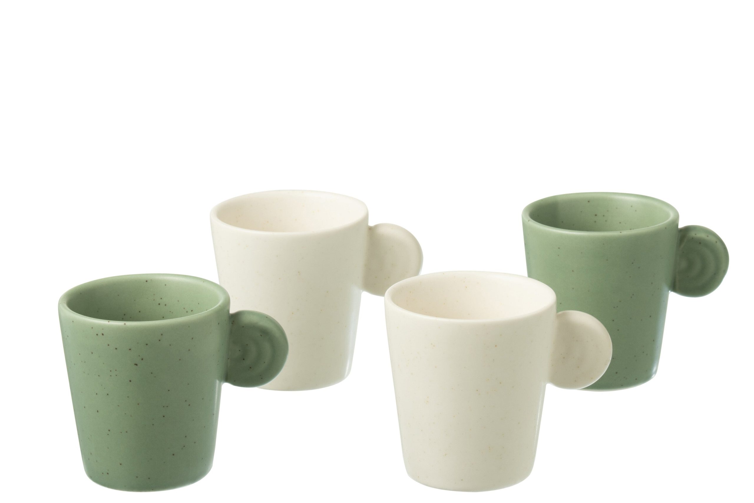 J-Line tas Met Oor + Bamboubasis - keramiek - wit/groen - doos van 4