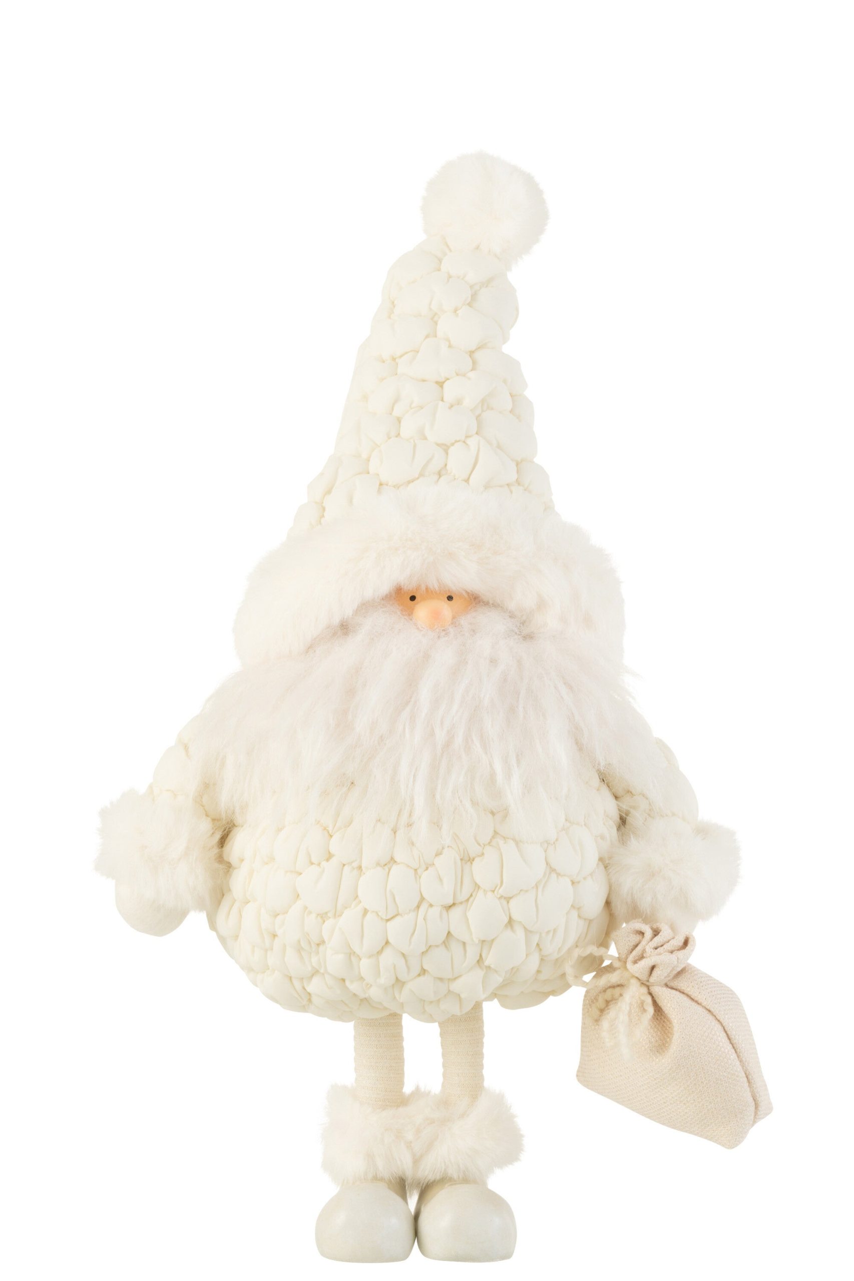 J-Line figuur Kerstman Cadeau Tas - textiel - wit - large