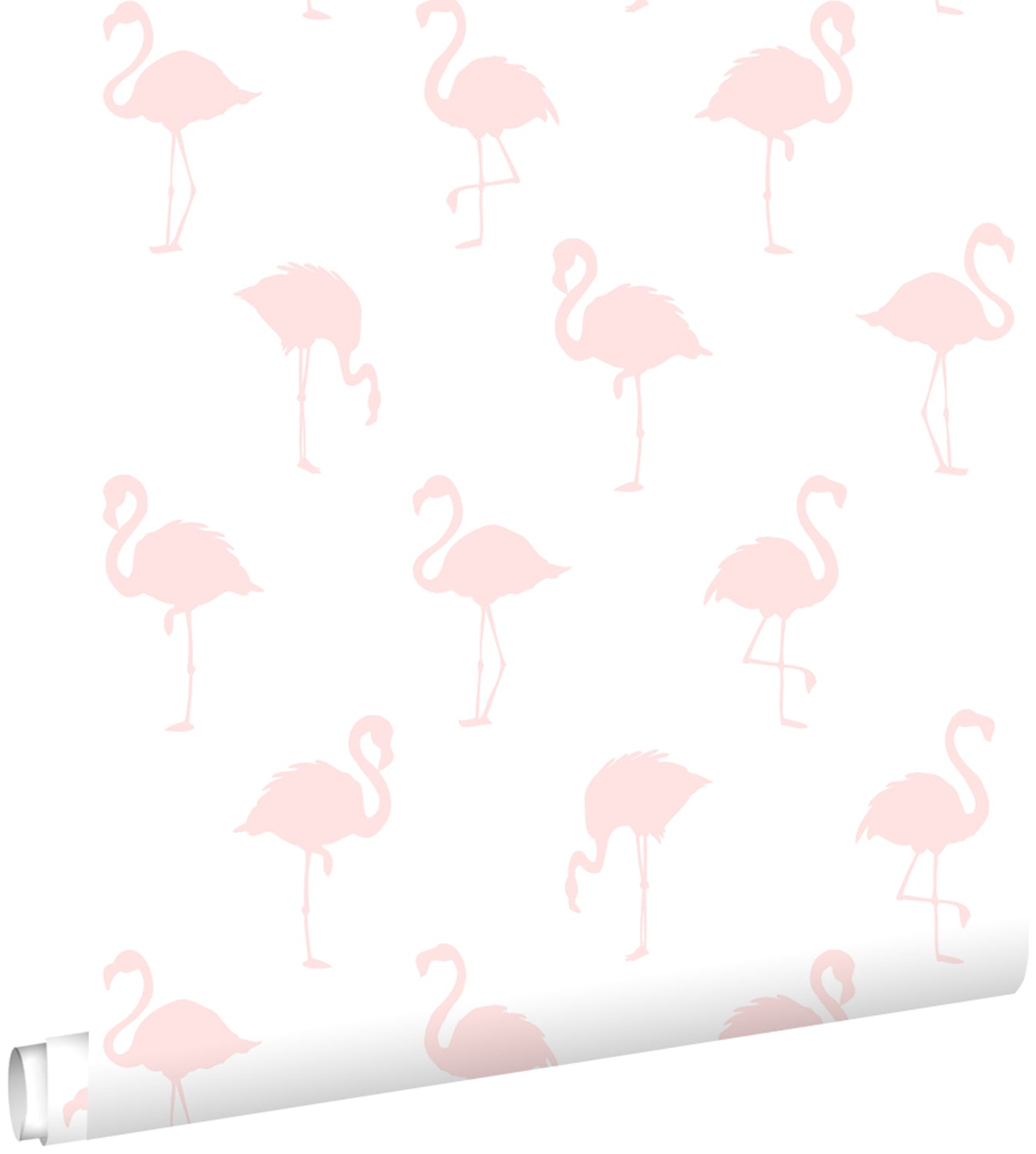 ESTAhome behang flamingo's licht roze en wit - 53 cm x 10,05 m - 13891