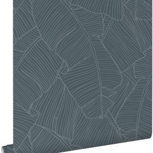 ESTAhome behang bladeren blauw grijs – 50 x 900 cm – 130936 ESTAhome behang bladeren blauw grijs – 50 x 900 cm – 130936