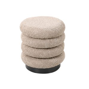 Giga Meubel Poef Matthijs – Taupe – Bouclé – 38x38x40cm