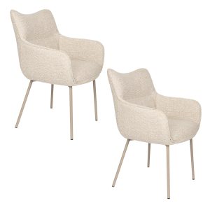 Housecraft Living Jacques Eetkamerstoelen Armleuning Beige – Set van 2 Housecraft Living Jacques Eetkamerstoelen Armleuning Beige – Set van 2