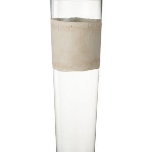 J-Line vaas Delph – glas – transparant/beige – large – 60 cm hoog