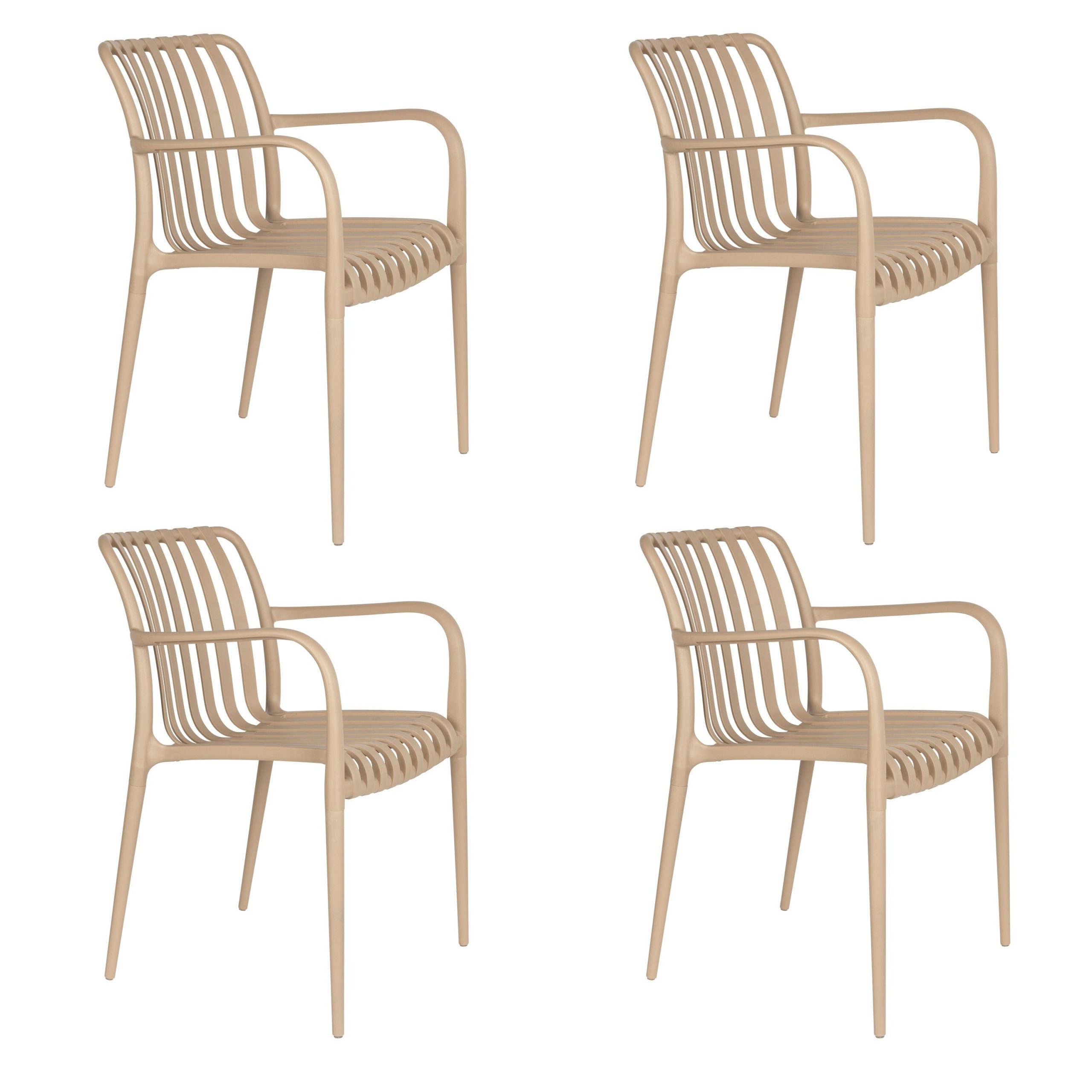 Housecraft Living Amae Tuinstoel Armleuning Kunststof Beige - Set van