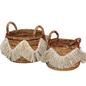 Decoratieve Opbergmanden Set van 2 – Handgevlochten Bananenstam / Bana Decoratieve Opbergmanden Set van 2 – Handgevlochten Bananenstam / Bana