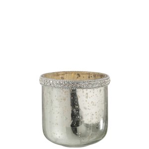 J-Line windlicht Diamant – glas – zilver – small – 2 stuks J-Line windlicht Diamant – glas – zilver – small – 2 stuks