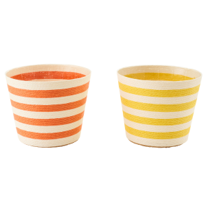 J-Line bloempot Gestreept – papier – geel/oranje – extra small – set v