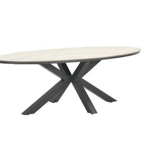 Edison tafel – ovaal – 220×115 cm – carbon black -light teak Vironwood