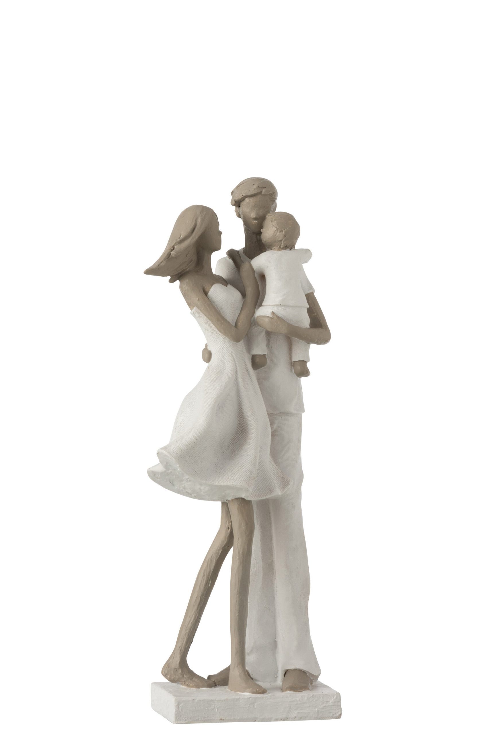 J-Line decoratie Koppel Met Kind - polyresin - wit/taupe