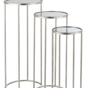J-Line bijzettafel Leo Spiegel – ijzer – zilver – set van 3 J-Line bijzettafel Leo Spiegel – ijzer – zilver – set van 3