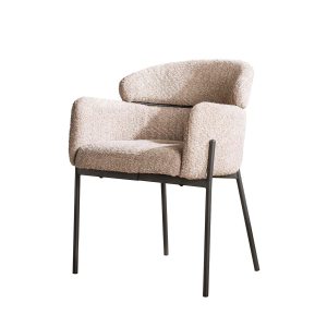 Giga Meubel Eetkamerstoel Ronde Rug – Zand Bouclé – Set van 2 Giga Meubel Eetkamerstoel Ronde Rug – Zand Bouclé – Set van 2