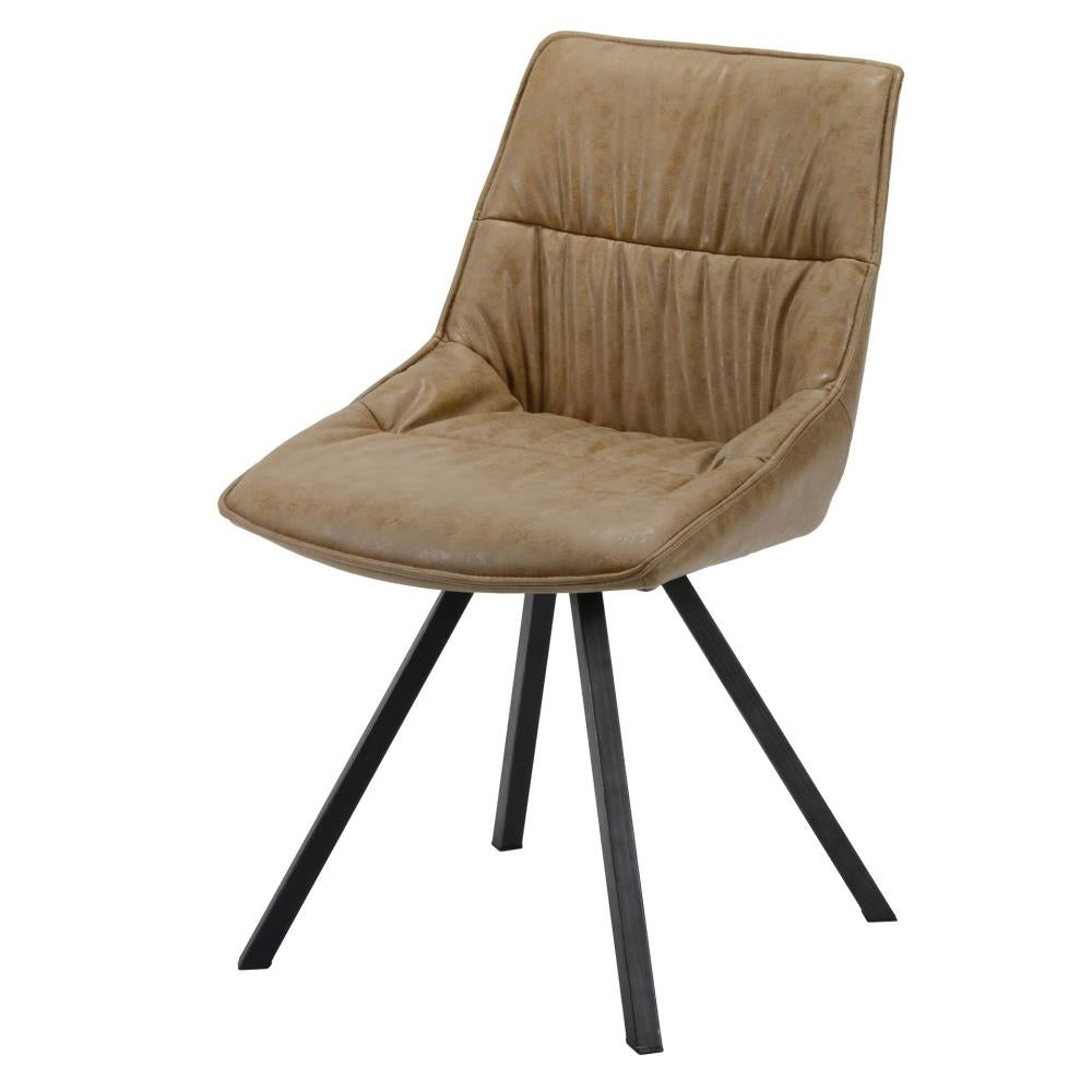Giga Meubel Eetkamerstoel Vierpoot - Bruin PU Leer - Zithoogte 46cm -