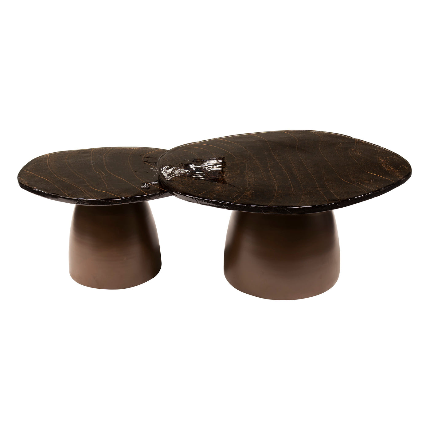 Giga Meubel Salontafel Eclipse - Koper Metaal/Glas - Set van 2 - 80x70