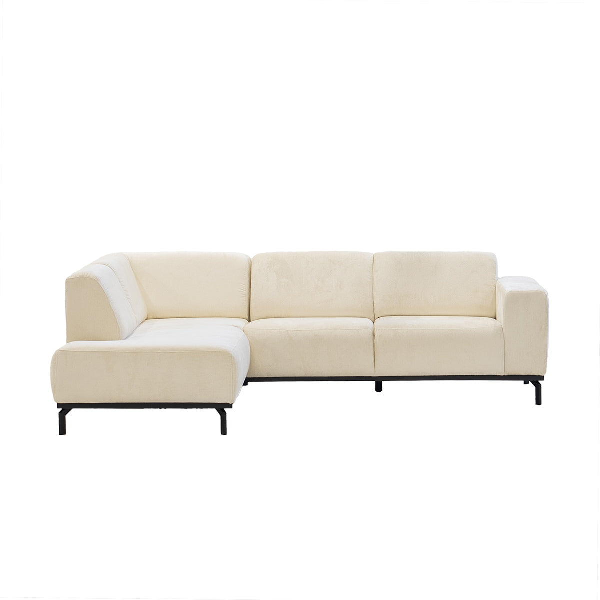 Giga Meubel Hoekbank Monza 3-zits Links - Stof/Metaal - Beige