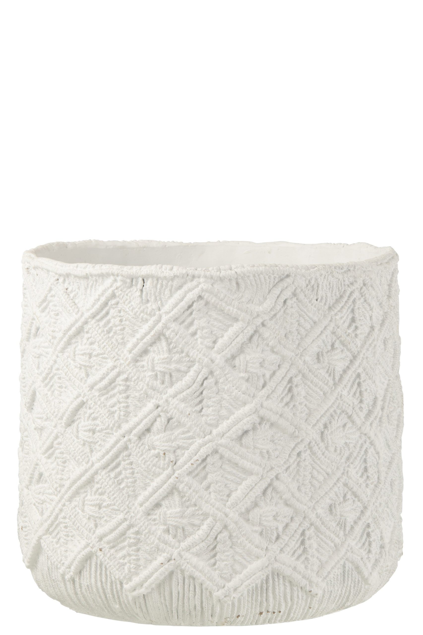 J-Line bloempot Geruit - cement - wit - large - Ø 33 cm
