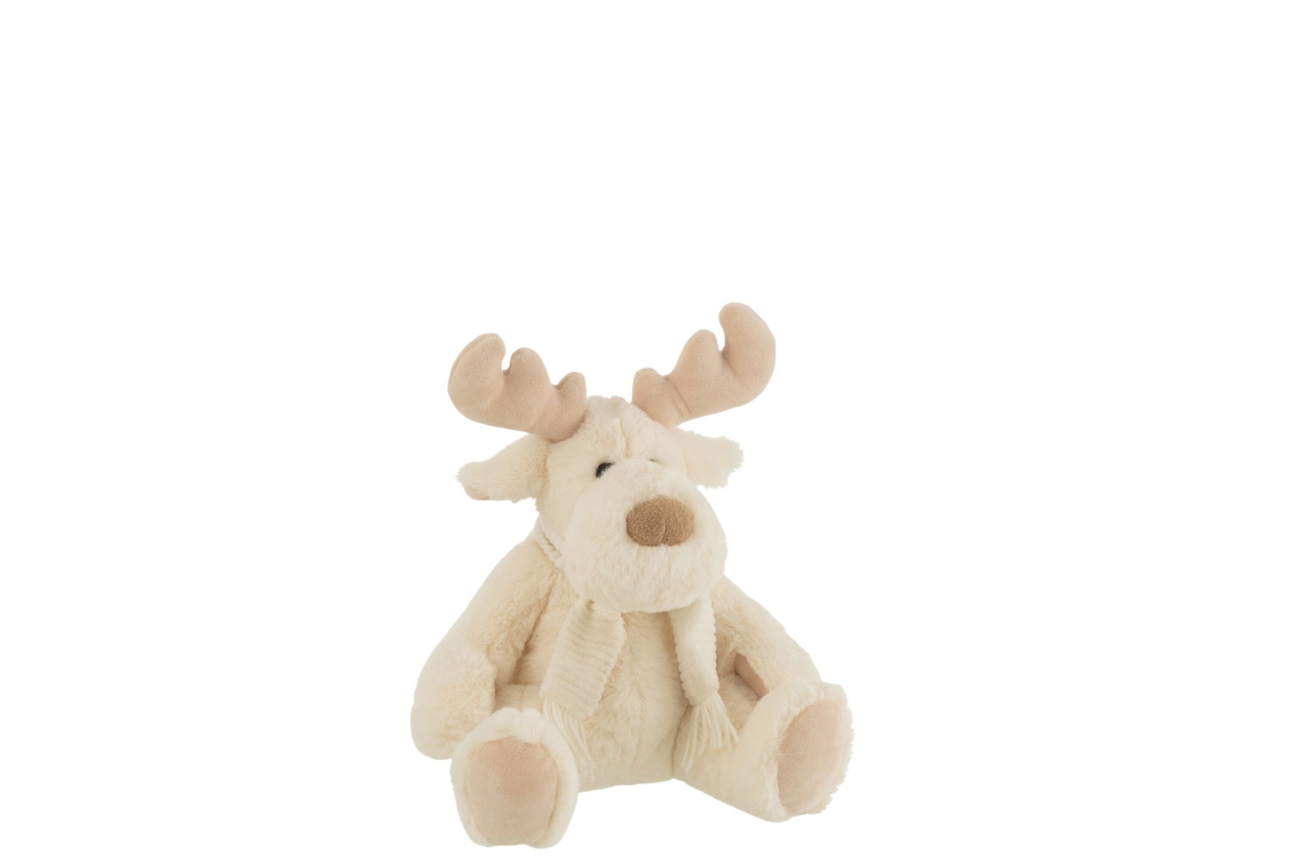 J-Line knuffel Rendier + Sjaal Zittend - textiel - wit/beige - small
