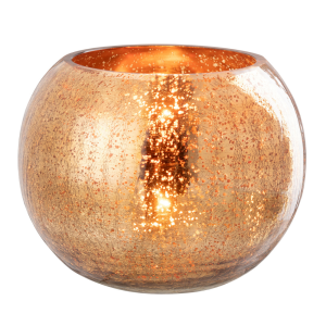 J-Line theelichthouder Bal Craquelé – glas – donkergoud – large