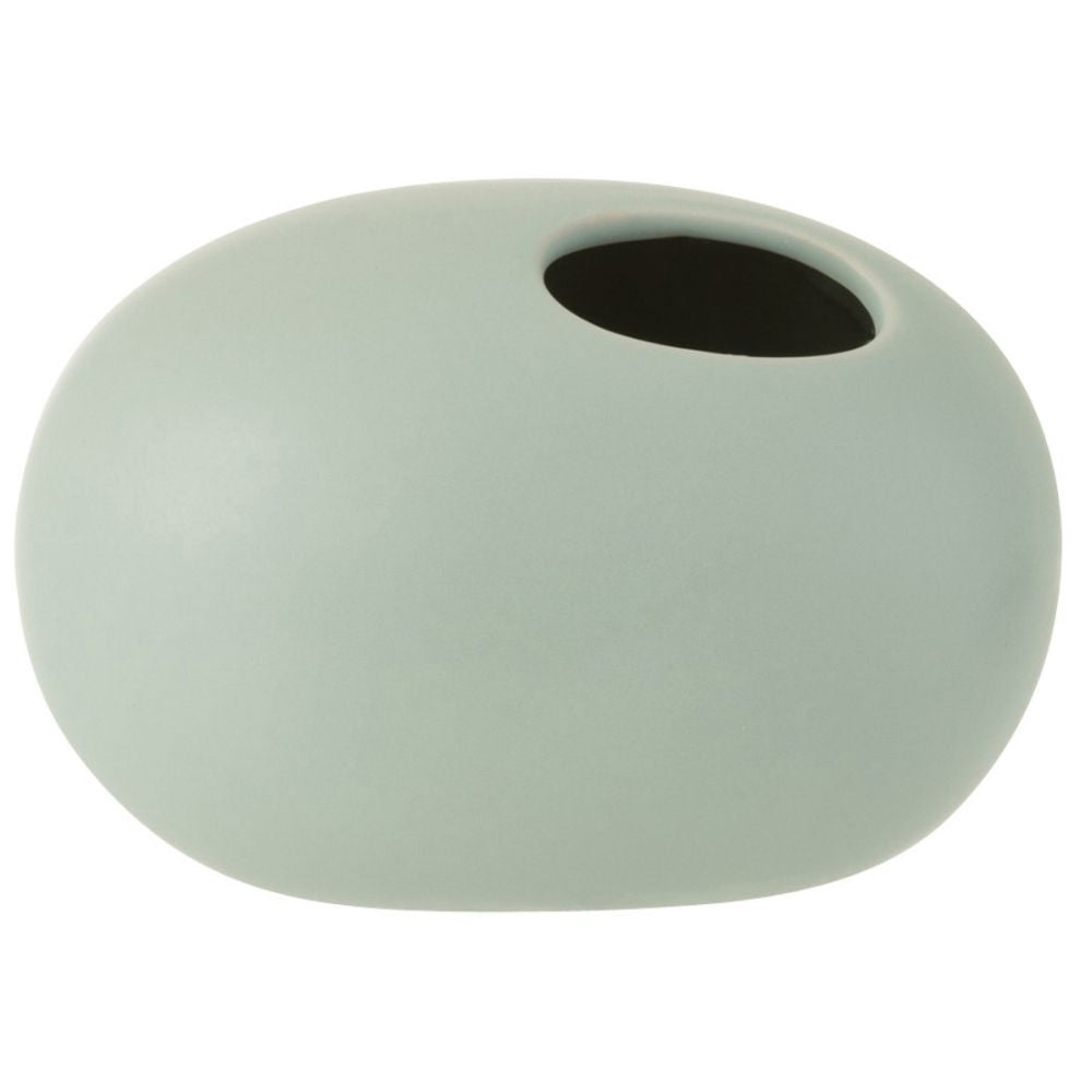 J-Line vaas Ovaal - keramiek - pastel groen - small - 2 stuks - Ø 10 c