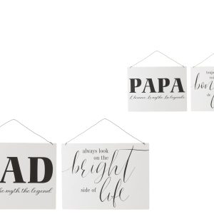 J-Line plakkaat FR/EN 'Life Dad' – metaal – wit/zwart – 2 stuks J-Line plakkaat FR/EN 'Life Dad' – metaal – wit/zwart – 2 stuks