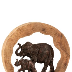 J-Line decoratie Figuur Olifant + Kind – hout/aluminium – brons – larg J-Line decoratie Figuur Olifant + Kind – hout/aluminium – brons – larg