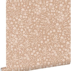 ESTAhome behang bloemetjes terracotta roze – 53 cm x 10.05 m – 139881