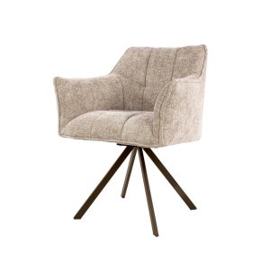 Giga Living Eetkamerstoel Raster – Zand/Bruin – Draaibaar – Set van 2 Giga Living Eetkamerstoel Raster – Zand/Bruin – Draaibaar – Set van 2