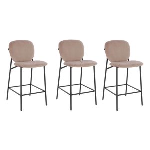 HOME DELUXE CELDA barkrukken fluweel – set van 3 lichtbruin | Barstoel HOME DELUXE CELDA barkrukken fluweel – set van 3 lichtbruin | Barstoel