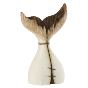 J-Line decoratie Walvis Staart – hout – naturel/wit – large